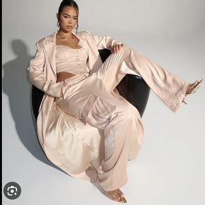 NWT Naked Wardrobe Gloss Boss Satin Coat